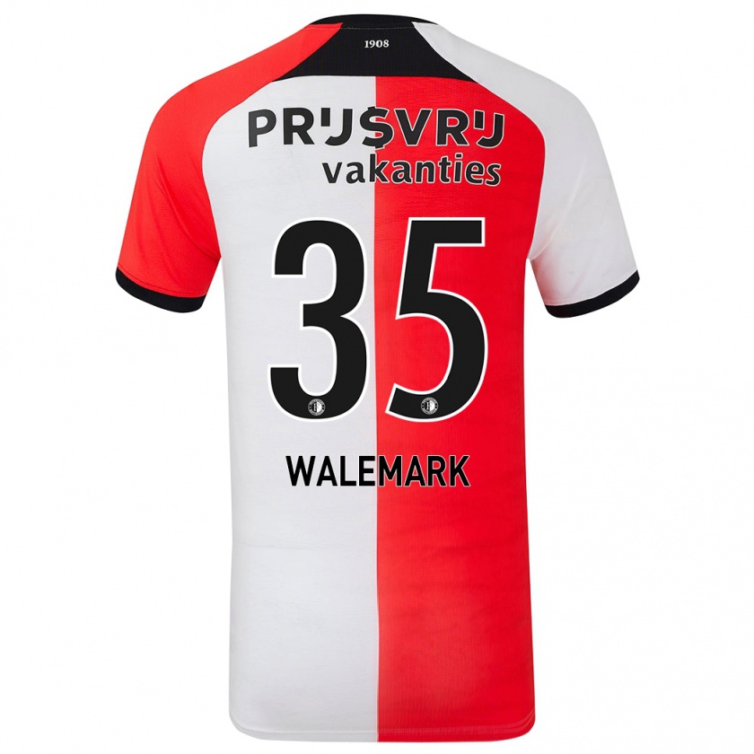 Kandiny Niño Camiseta Patrik Walemark #35 Rojo Blanco 1ª Equipación 2024/25 La Camisa México