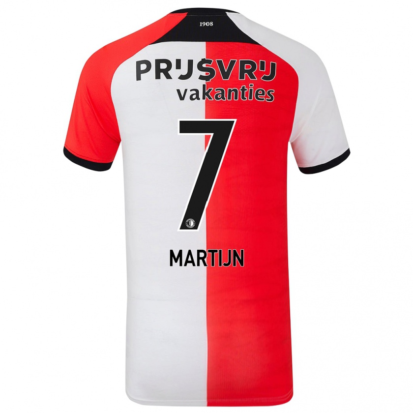 Kandiny Bambino Maglia Rowendley Martijn #7 Rosso Bianco Kit Gara Home 2024/25 Maglietta