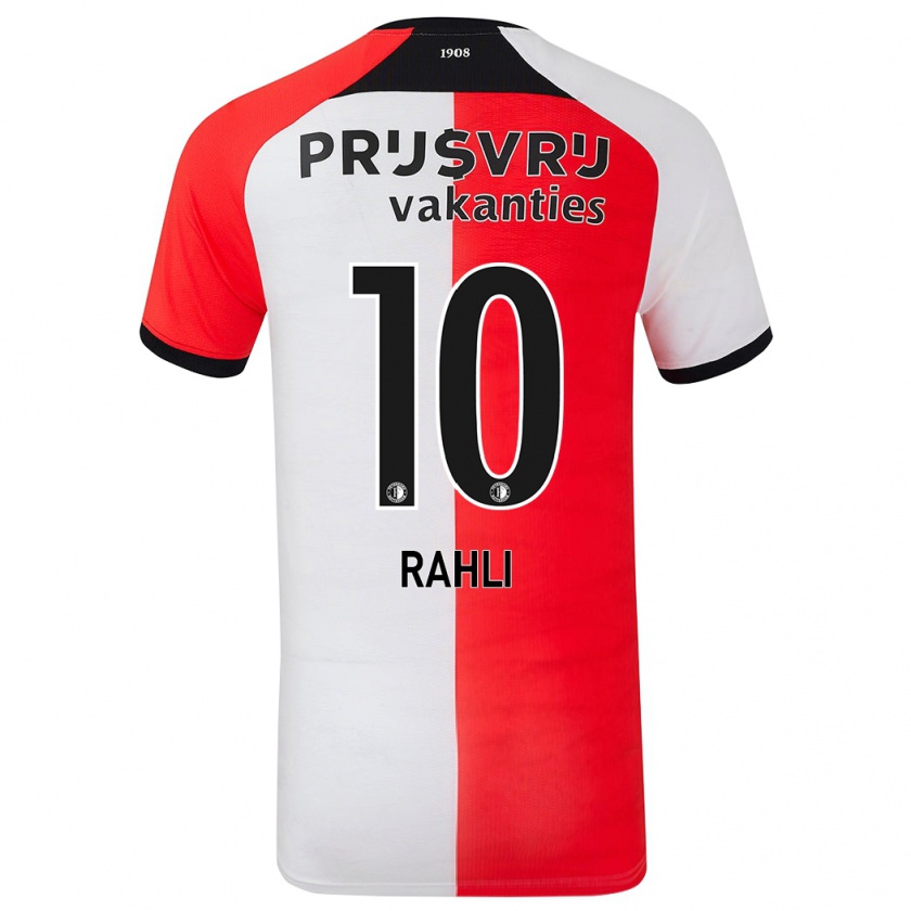 Kandiny Niño Camiseta Khalid Rahli #10 Rojo Blanco 1ª Equipación 2024/25 La Camisa México