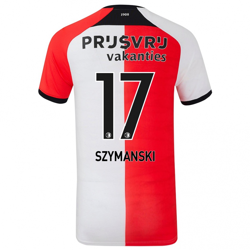 Kandiny Niño Camiseta Sebastian Szymanski #17 Rojo Blanco 1ª Equipación 2024/25 La Camisa México