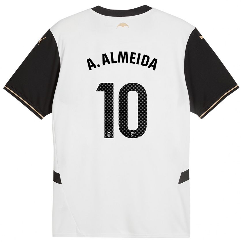 Kandiny Niño Camiseta André Almeida #10 Blanco Negro 1ª Equipación 2024/25 La Camisa