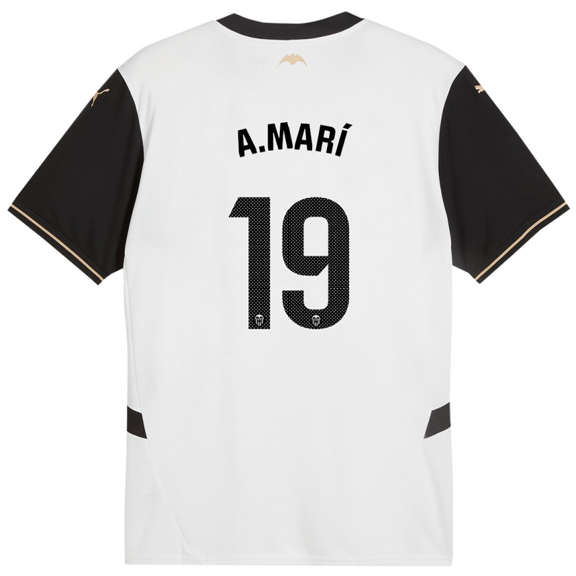 Kandiny Niño Camiseta Alberto Marí #19 Blanco Negro 1ª Equipación 2024/25 La Camisa