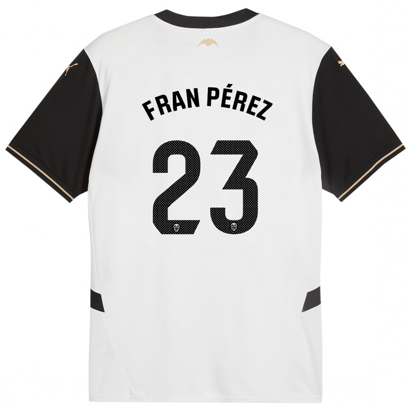 Kandiny Niño Camiseta Fran Pérez #23 Blanco Negro 1ª Equipación 2024/25 La Camisa