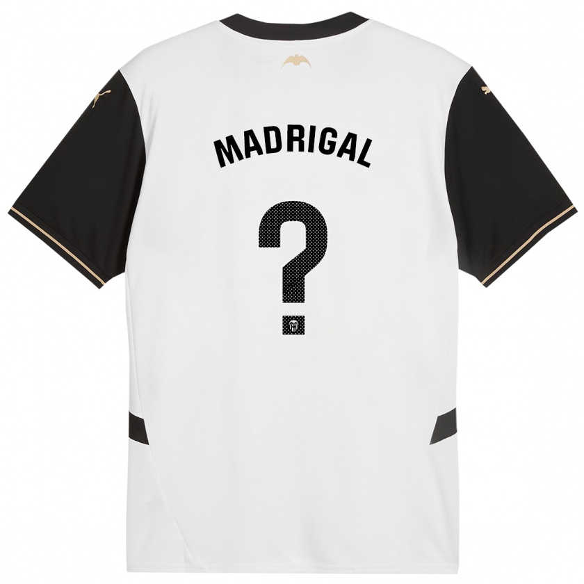 Kandiny Niño Camiseta Warren Madrigal #0 Blanco Negro 1ª Equipación 2024/25 La Camisa