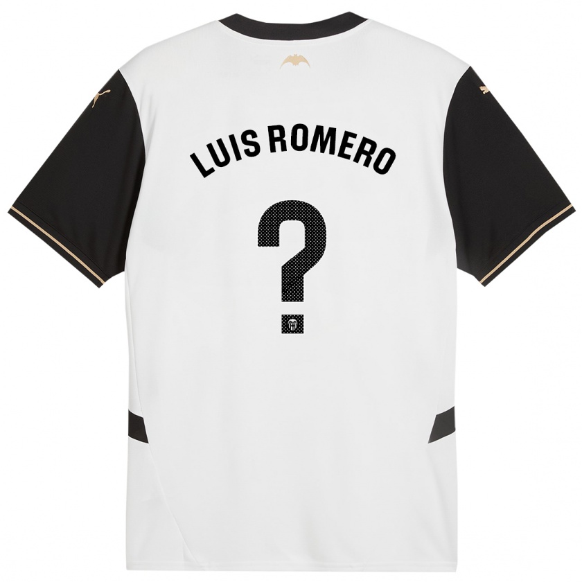 Kandiny Bambino Maglia Luis Romero #0 Bianco Nero Kit Gara Home 2024/25 Maglietta