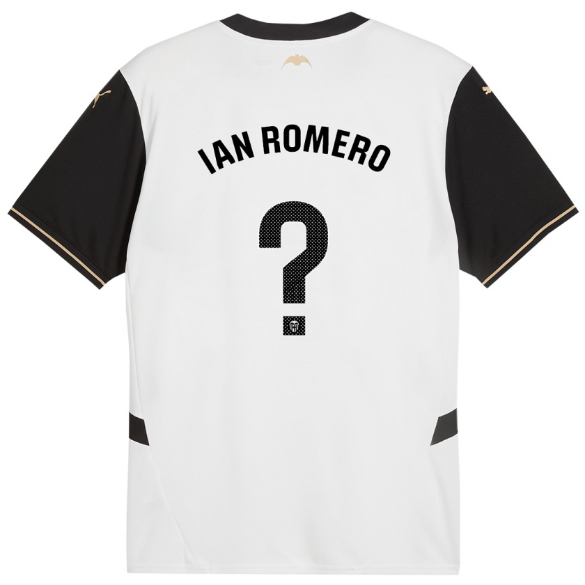 Kandiny Niño Camiseta Ian Romero #0 Blanco Negro 1ª Equipación 2024/25 La Camisa