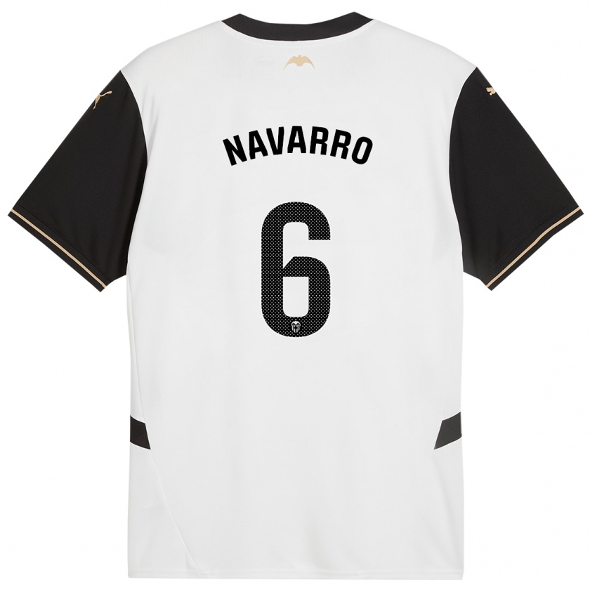 Kandiny Kinderen Javi Navarro #6 Wit Zwart Thuisshirt Thuistenue 2024/25 T-Shirt