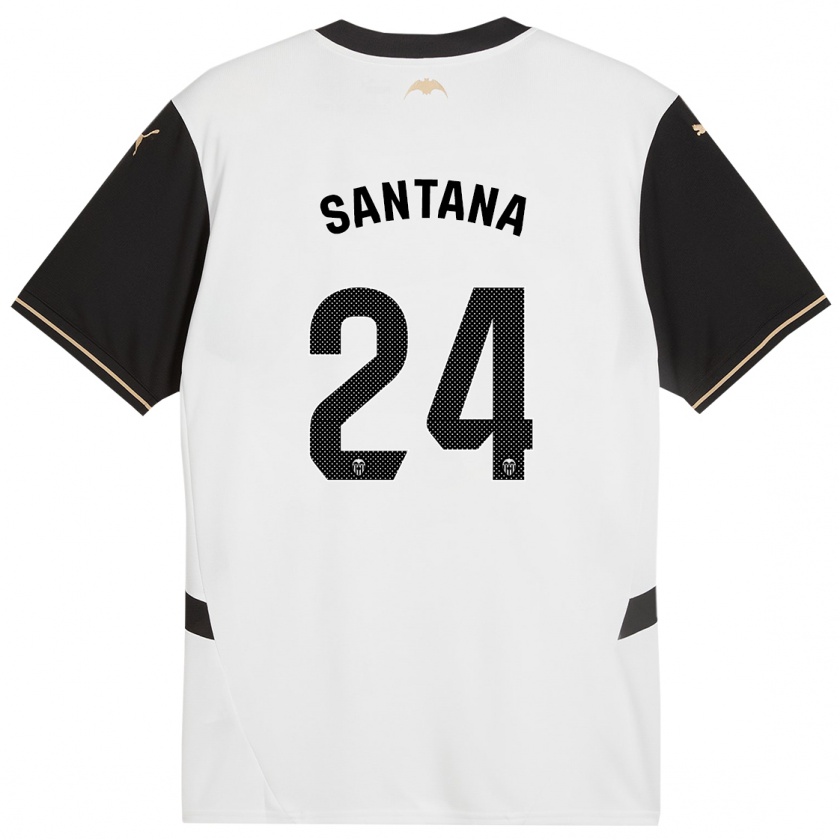 Kandiny Bambino Maglia Ismael Santana #24 Bianco Nero Kit Gara Home 2024/25 Maglietta