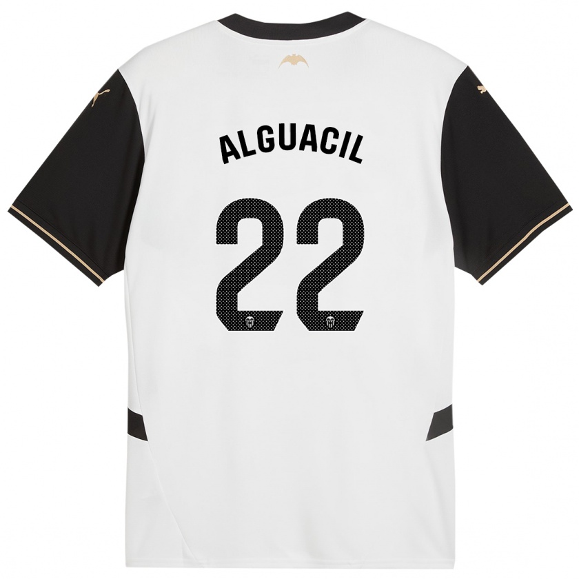 Kandiny Niño Camiseta Ainhoa Alguacil #22 Blanco Negro 1ª Equipación 2024/25 La Camisa