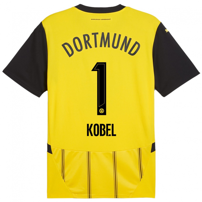 Kandiny Bambino Maglia Gregor Kobel #1 Giallo Nero Kit Gara Home 2024/25 Maglietta