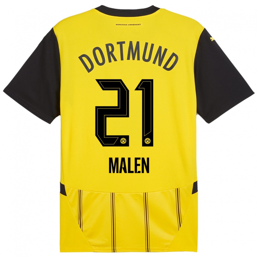 Kandiny Bambino Maglia Donyell Malen #21 Giallo Nero Kit Gara Home 2024/25 Maglietta