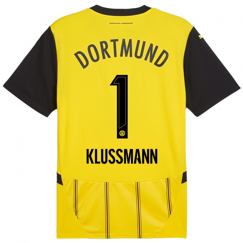 Kandiny Bambino Maglia Leon Klußmann #1 Giallo Nero Kit Gara Home 2024/25 Maglietta