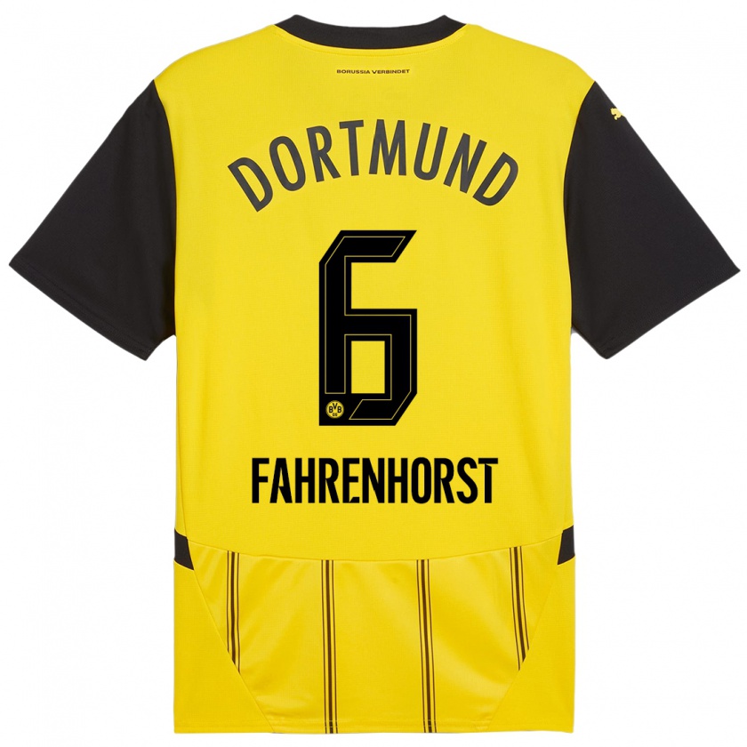 Kandiny Bambino Maglia Luke Fahrenhorst #6 Giallo Nero Kit Gara Home 2024/25 Maglietta