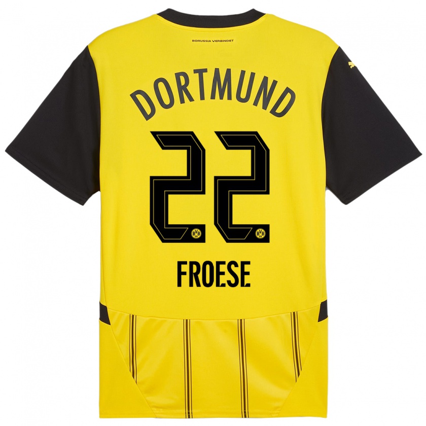 Kandiny Bambino Maglia Julien Froese #22 Giallo Nero Kit Gara Home 2024/25 Maglietta