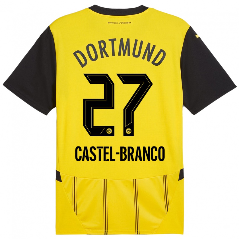 Kandiny Kinderen Diego Castel-Branco #27 Geel Zwart Thuisshirt Thuistenue 2024/25 T-Shirt