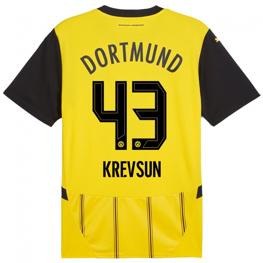 Kandiny Kinder Danylo Krevsun #43 Gelb Schwarz Heimtrikot Trikot 2024/25 T-Shirt Österreich