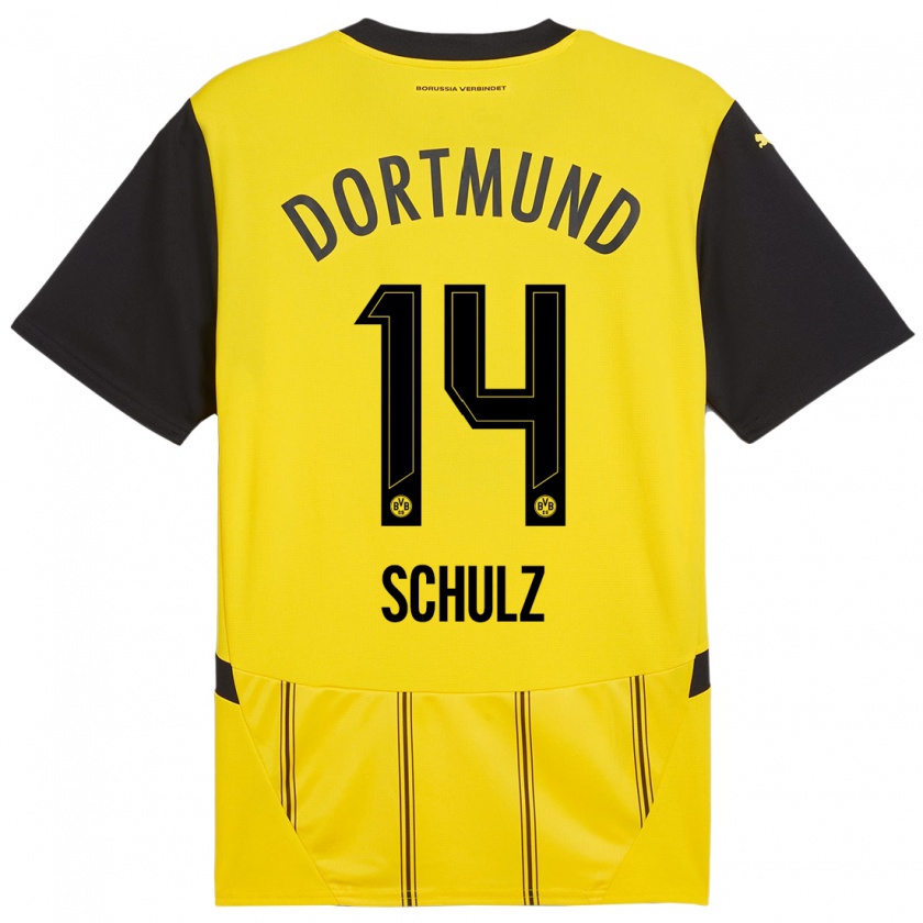 Kandiny Niño Camiseta Nico Schulz #14 Amarillo Negro 1ª Equipación 2024/25 La Camisa