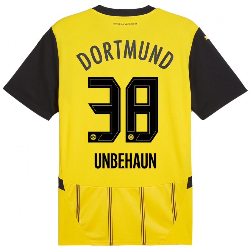 Kandiny Kinder Luca Unbehaun #38 Gelb Schwarz Heimtrikot Trikot 2024/25 T-Shirt Österreich