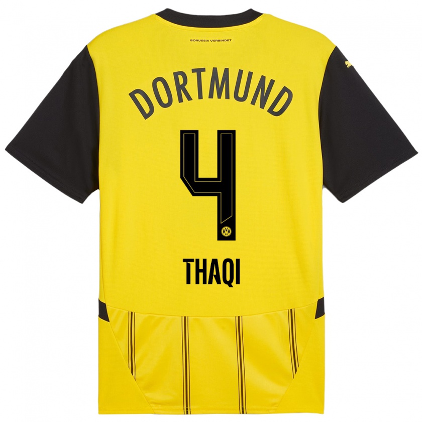 Kandiny Bambino Maglia Albin Thaqi #4 Giallo Nero Kit Gara Home 2024/25 Maglietta