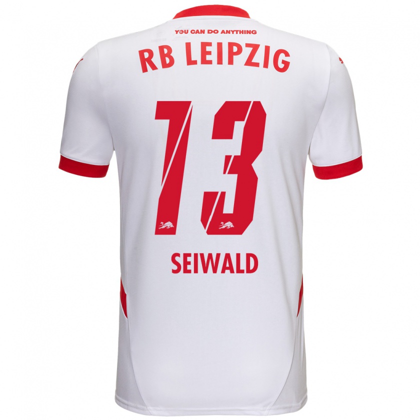 Kandiny Niño Camiseta Nicolas Seiwald #13 Blanco Rojo 1ª Equipación 2024/25 La Camisa