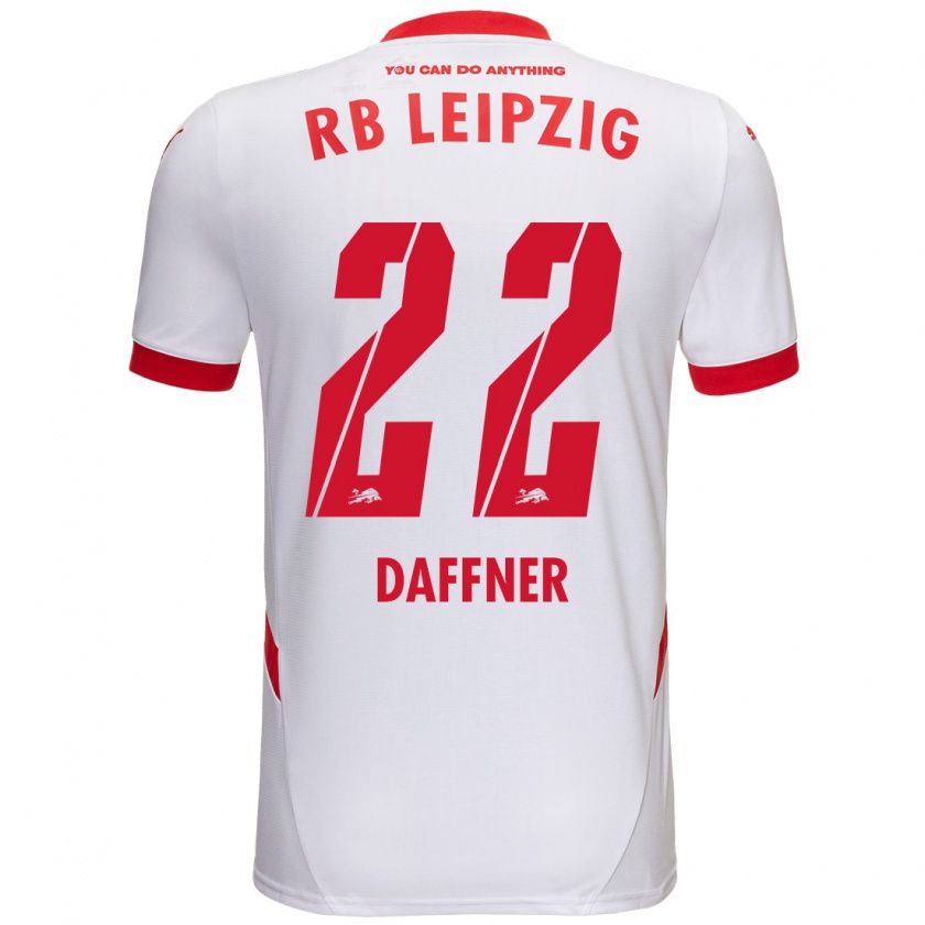 Kandiny Niño Camiseta Felix Daffner #22 Blanco Rojo 1ª Equipación 2024/25 La Camisa