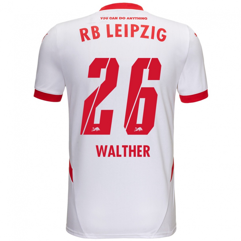 Kandiny Niño Camiseta Mika Walther #26 Blanco Rojo 1ª Equipación 2024/25 La Camisa