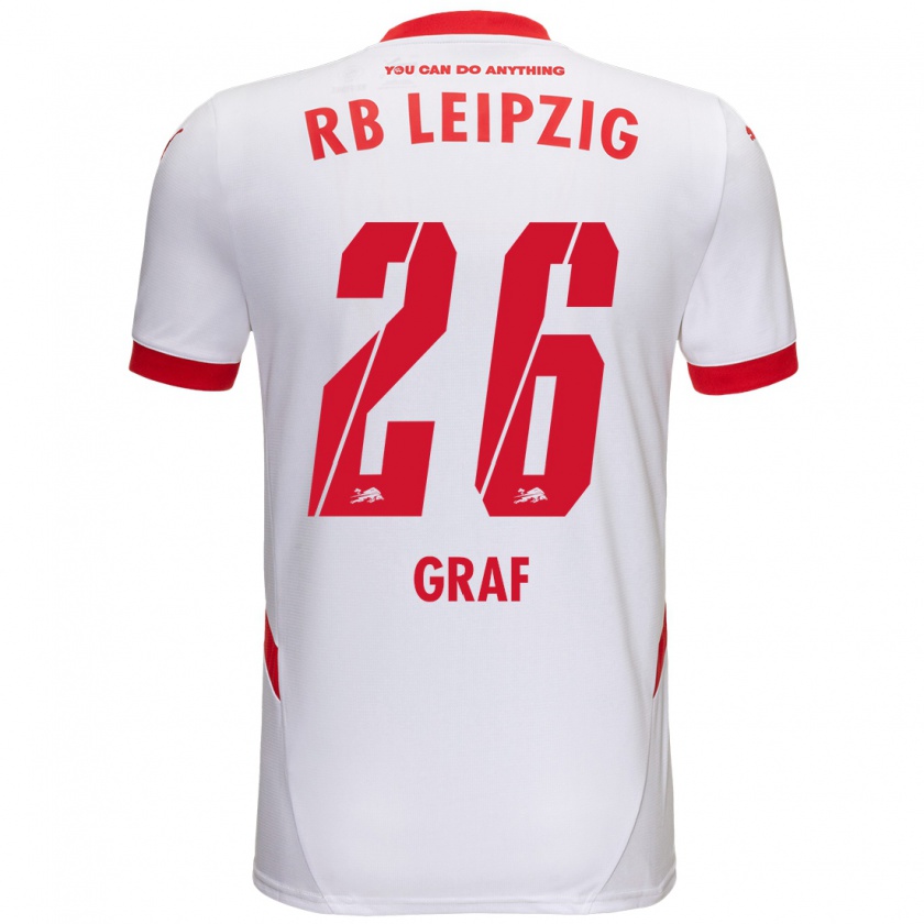 Kandiny Niño Camiseta Luca Maria Graf #26 Blanco Rojo 1ª Equipación 2024/25 La Camisa