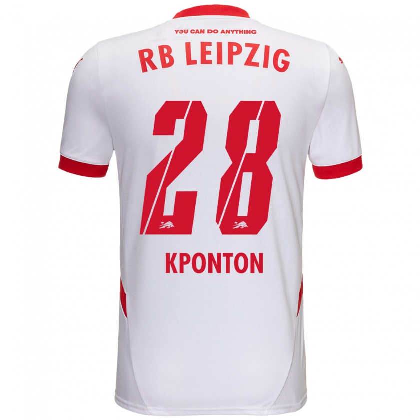 Kandiny Bambino Maglia Marwan Kponton #28 Bianco Rosso Kit Gara Home 2024/25 Maglietta