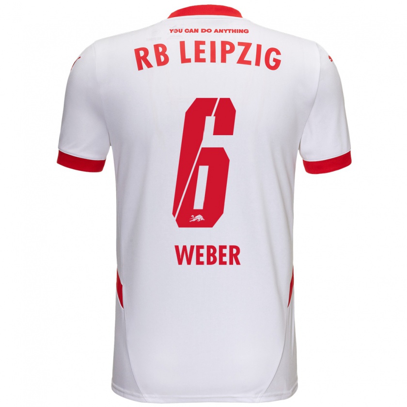 Kandiny Bambino Maglia Samuel Weber #6 Bianco Rosso Kit Gara Home 2024/25 Maglietta