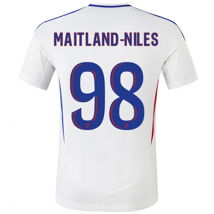 Kandiny Kinderen Ainsley Maitland-Niles #98 Wit Blauw Thuisshirt Thuistenue 2024/25 T-Shirt