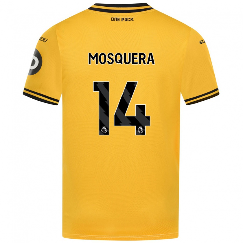 Kandiny Niño Camiseta Yerson Mosquera #14 Amarillo 1ª Equipación 2024/25 La Camisa México