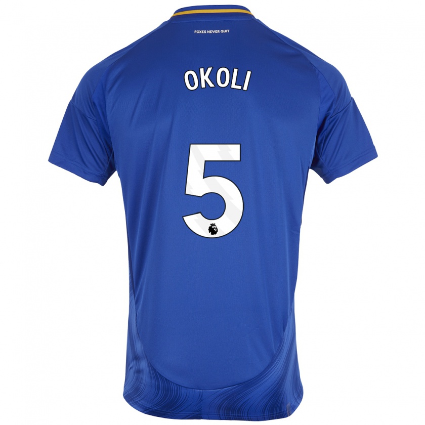 Kandiny Kinderen Caleb Okoli #5 Blauw Wit Thuisshirt Thuistenue 2024/25 T-Shirt