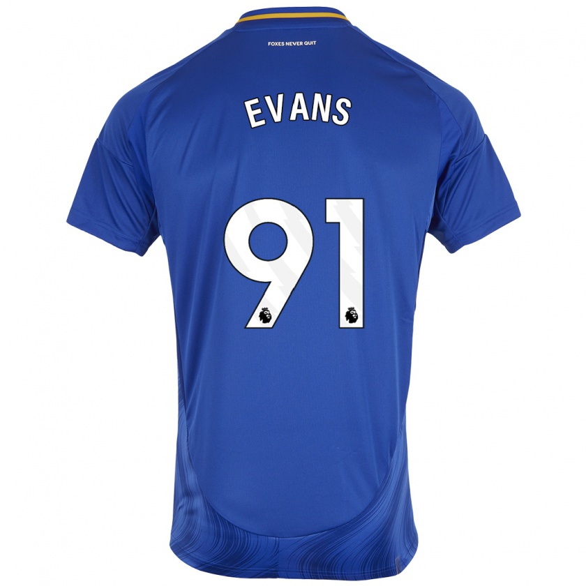 Kandiny Bambino Maglia Jake Evans #91 Blu Bianco Kit Gara Home 2024/25 Maglietta