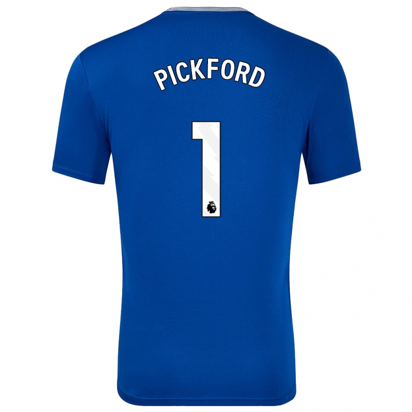 Kandiny Bambino Maglia Jordan Pickford #1 Blu Con Kit Gara Home 2024/25 Maglietta