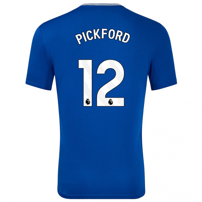 Kandiny Kinderen Jordan Pickford #12 Blauw Met Thuisshirt Thuistenue 2024/25 T-Shirt