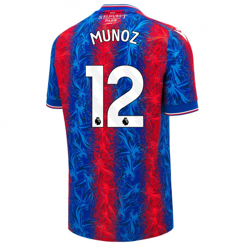 Kandiny Bambino Maglia Daniel Muñoz #12 Strisce Rosso Blu Kit Gara Home 2024/25 Maglietta