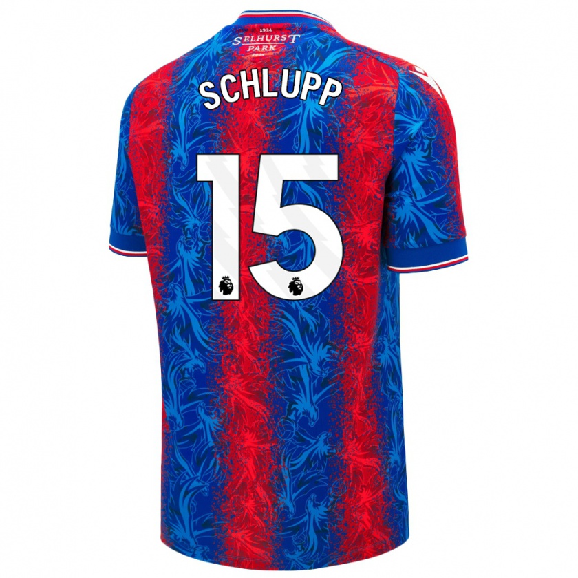 Kandiny Bambino Maglia Jeffrey Schlupp #15 Strisce Rosso Blu Kit Gara Home 2024/25 Maglietta