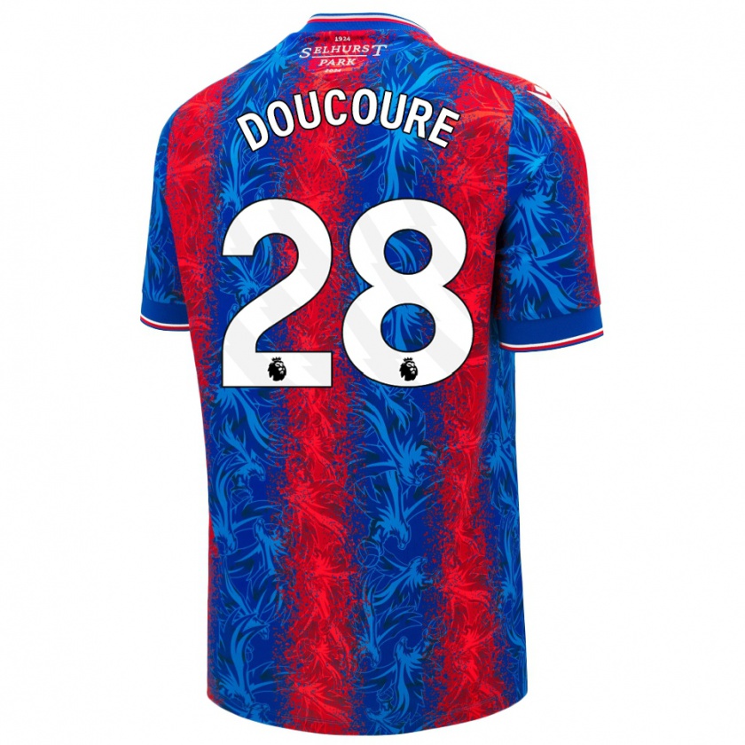 Kandiny Bambino Maglia Cheick Doucouré #28 Strisce Rosso Blu Kit Gara Home 2024/25 Maglietta