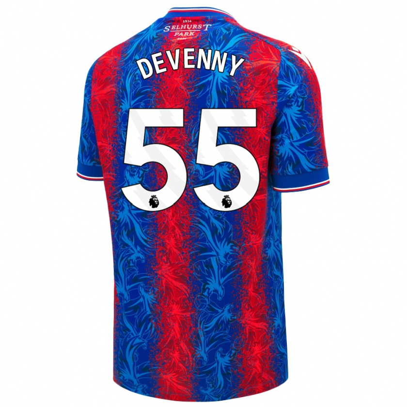 Kandiny Kinderen Justin Devenny #55 Rood Blauwe Strepen Thuisshirt Thuistenue 2024/25 T-Shirt