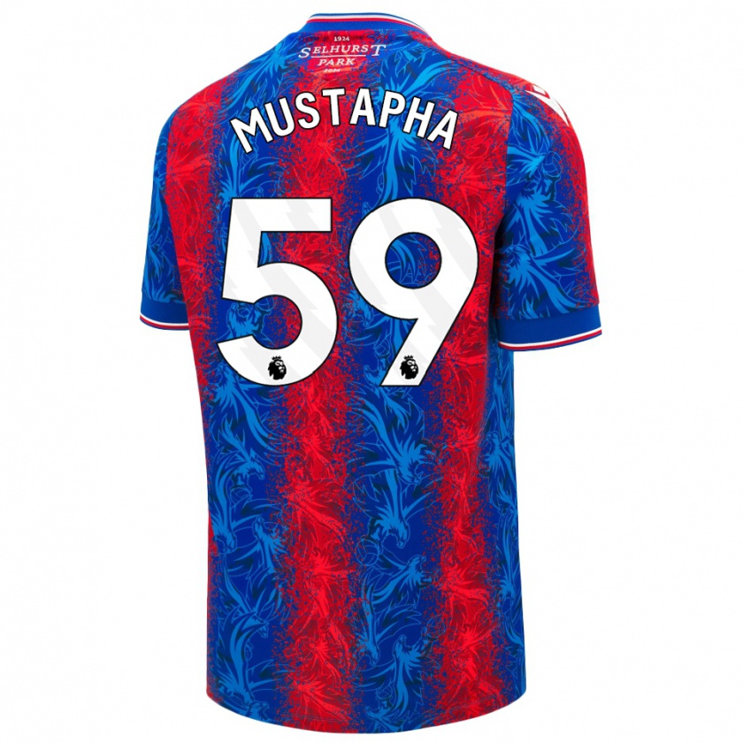 Kandiny Bambino Maglia Hindolo Mustapha #59 Strisce Rosso Blu Kit Gara Home 2024/25 Maglietta