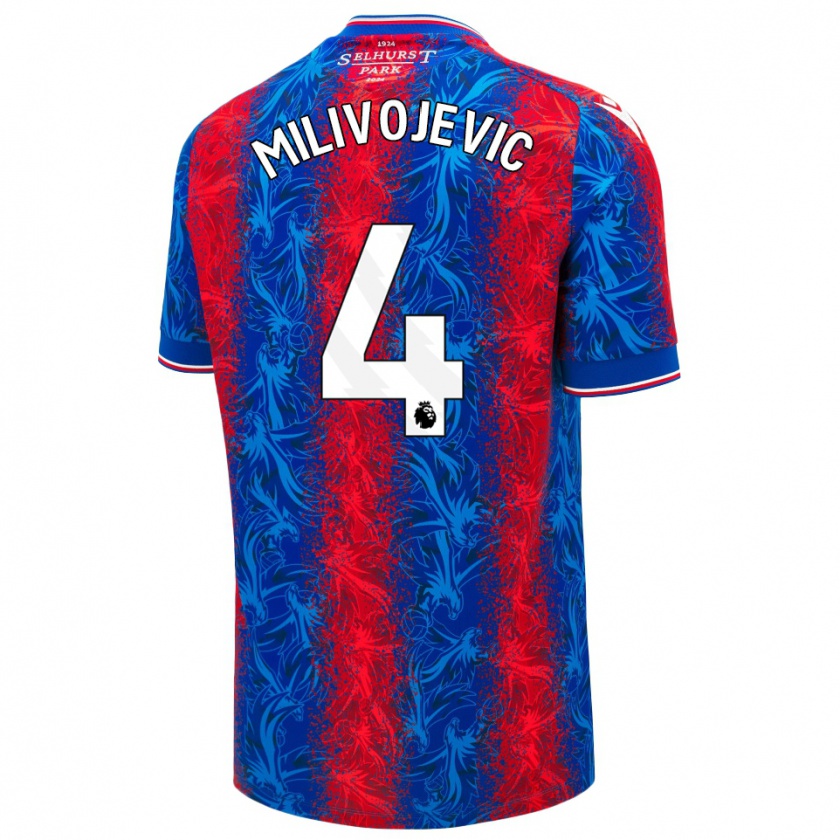 Kandiny Kinderen Luka Milivojevic #4 Rood Blauwe Strepen Thuisshirt Thuistenue 2024/25 T-Shirt