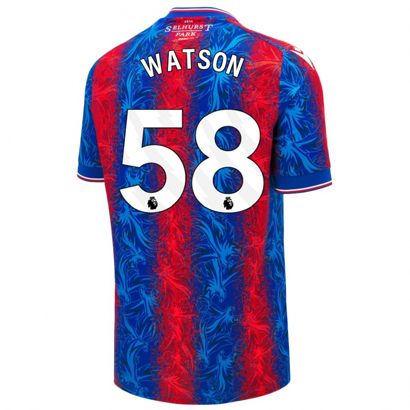 Kandiny Bambino Maglia Noah Watson #58 Strisce Rosso Blu Kit Gara Home 2024/25 Maglietta