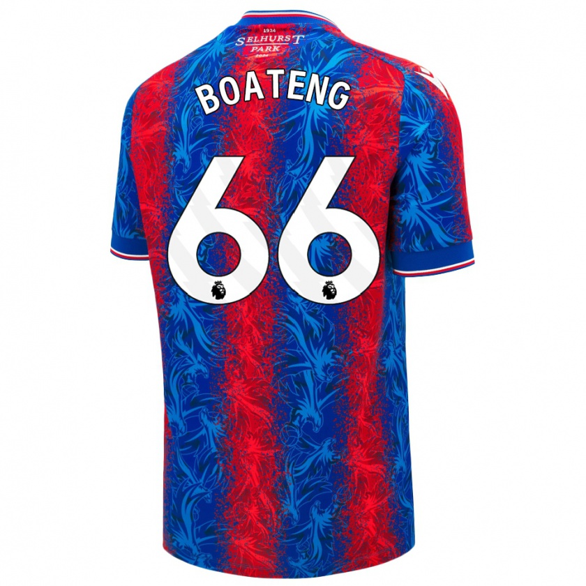 Kandiny Bambino Maglia David Boateng #66 Strisce Rosso Blu Kit Gara Home 2024/25 Maglietta