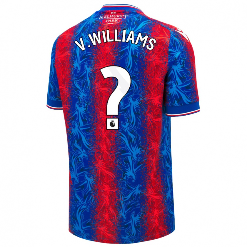 Kandiny Kinderen Vonnte Williams #0 Rood Blauwe Strepen Thuisshirt Thuistenue 2024/25 T-Shirt