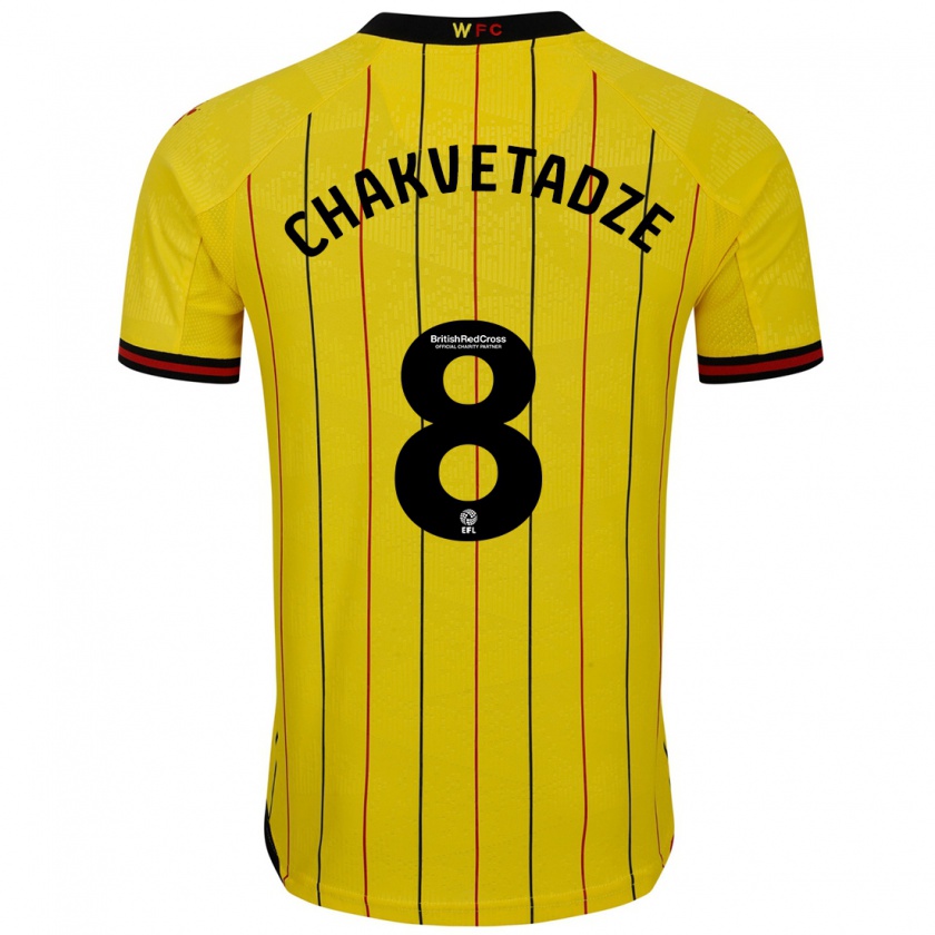 Kandiny Niño Camiseta Giorgi Chakvetadze #8 Amarillo Negro 1ª Equipación 2024/25 La Camisa México