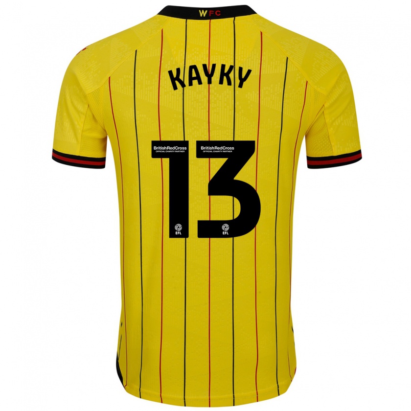 Kandiny Bambino Maglia Kayky Almeida #13 Giallo Nero Kit Gara Home 2024/25 Maglietta