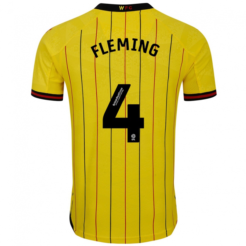 Kandiny Niño Camiseta Charlotte Fleming #4 Amarillo Negro 1ª Equipación 2024/25 La Camisa México