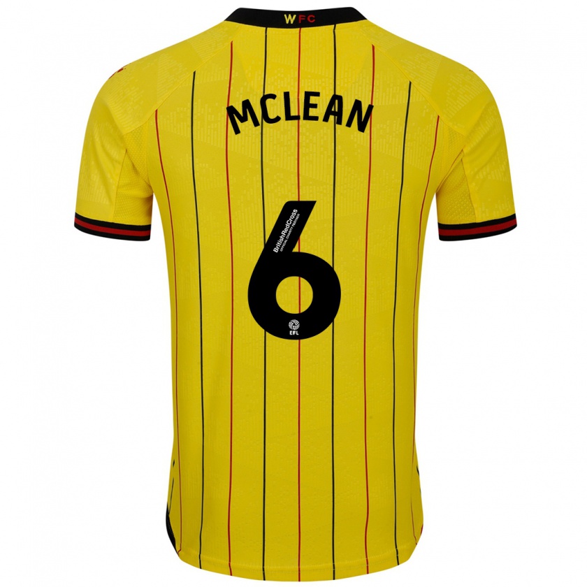 Kandiny Niño Camiseta Sophie Mclean #6 Amarillo Negro 1ª Equipación 2024/25 La Camisa México