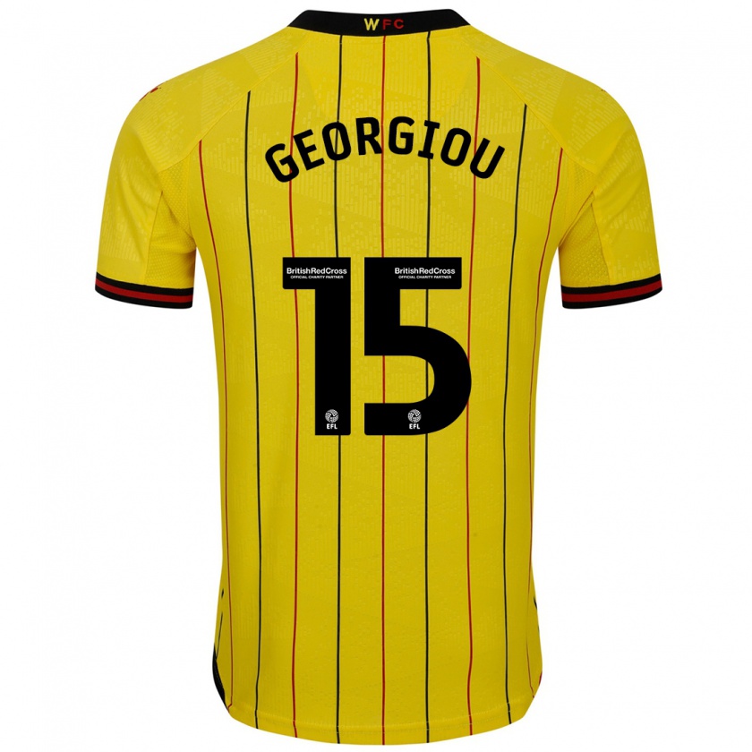 Kandiny Niño Camiseta Andria Georgiou #15 Amarillo Negro 1ª Equipación 2024/25 La Camisa