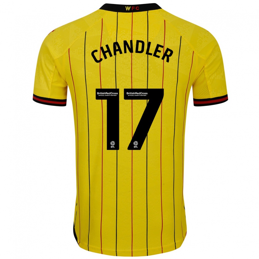 Kandiny Niño Camiseta Megan Chandler #17 Amarillo Negro 1ª Equipación 2024/25 La Camisa